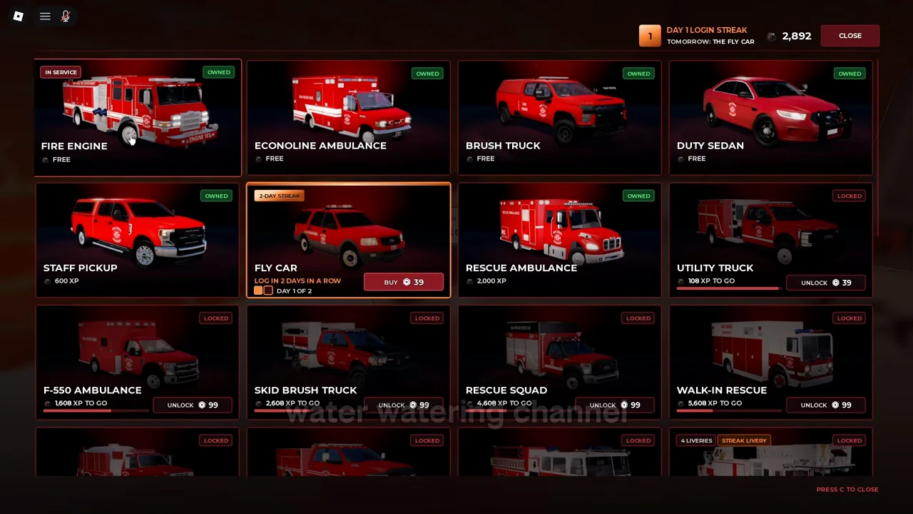 0:20 · Dated vehicle menu at 2,892 XP. Public PC gameplay by Ricoko, observed 8 October 2026